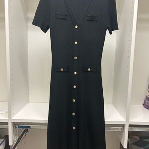 Tahari Black Dress with Gold Accents